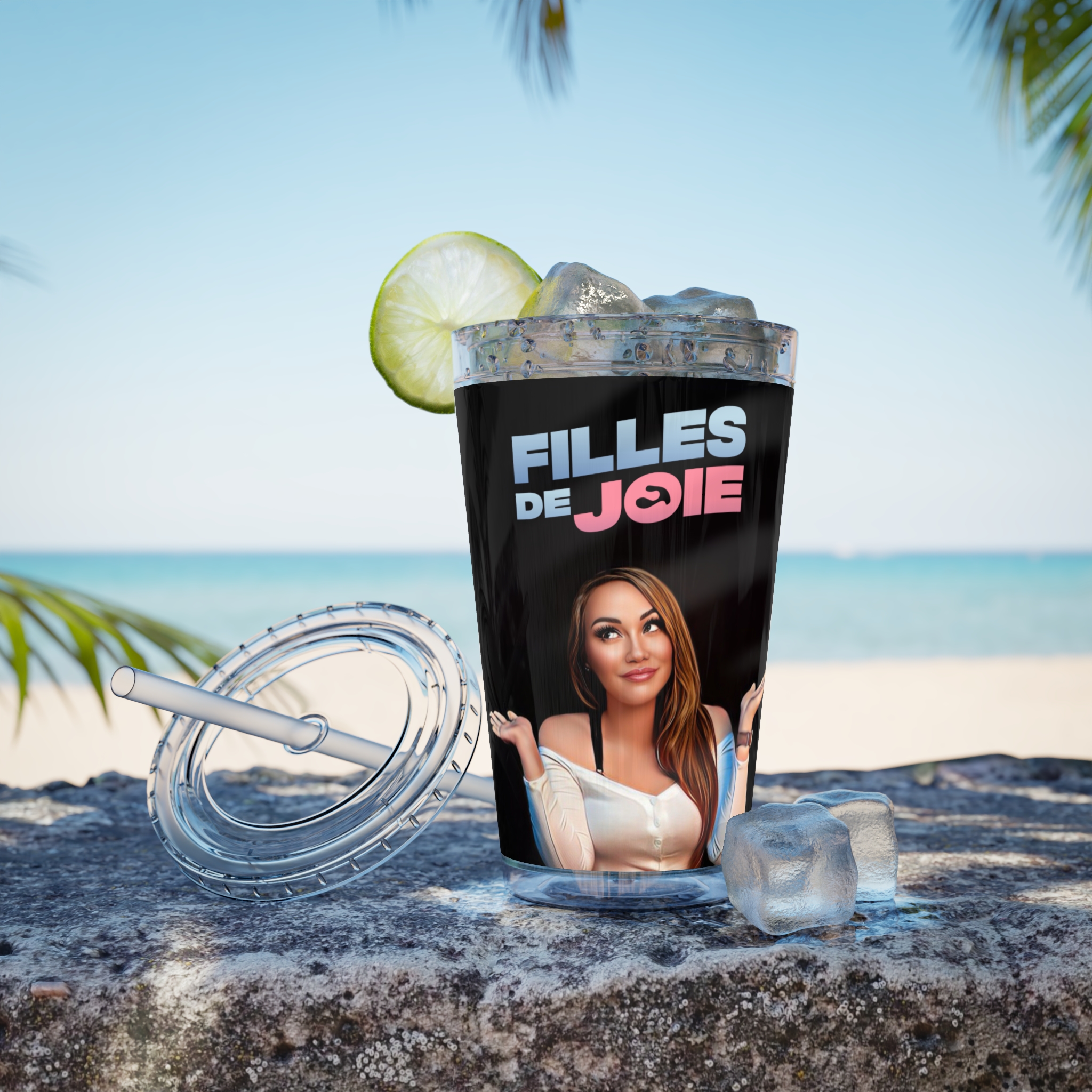 Gobelet Sunsplash avec paille, 16 oz